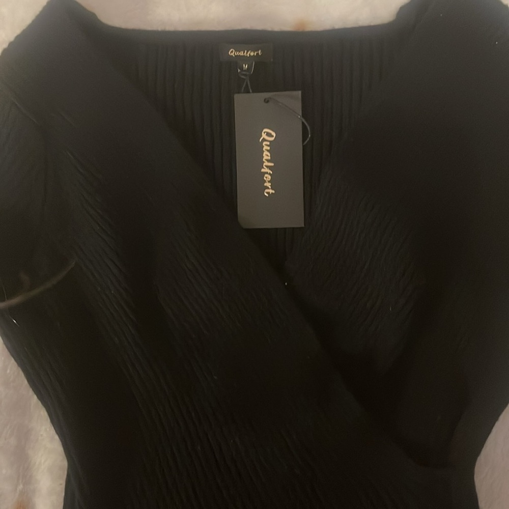 Qualfort size Medium black ribbed sweater - Picture 4 of 13